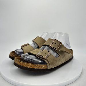 Birkenstock Arizona Women Size 5 Cream Leather Birko-Flor Slip On Comfort Sandal